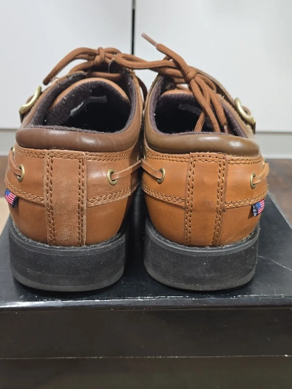 Polo by Ralph Lauren Tan Leather Boat Shoes with Buckle
